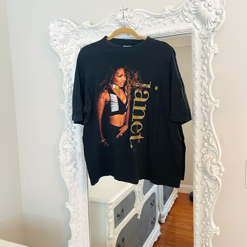 Vintage 90’s 1990’s 93/94 Janet Jackson Graphic Tour Black T-Shirt